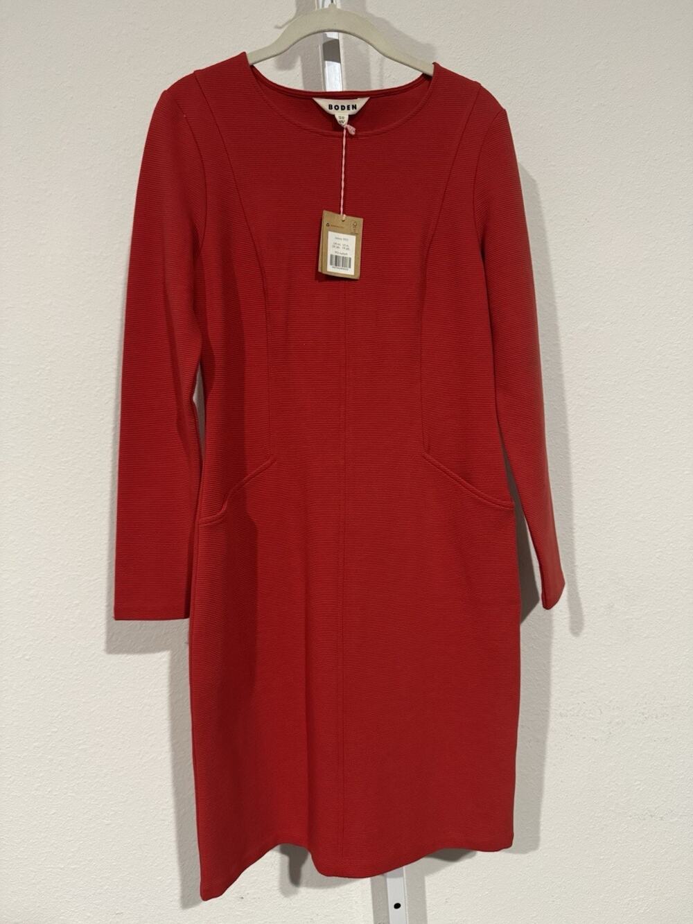 Boden Womens Seam Detail Ribbed Dress Size 6 Long Pocket Dress Ellen Ottoman